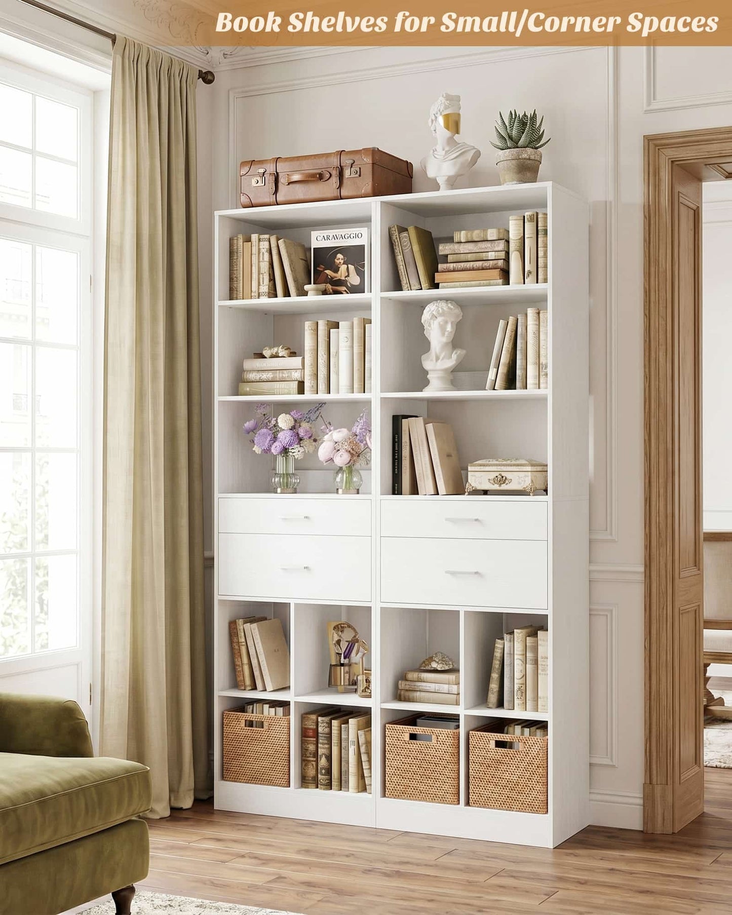 18.9" Closet System with Drawers, Small Closet Organizer for Walk in Closet