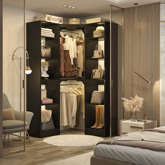 40 Inch Corner Closet System With 12 Shelves and 2 Hanging Rods