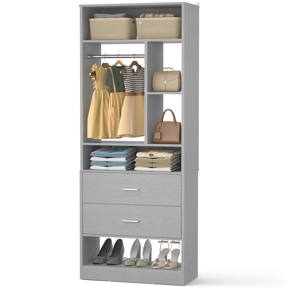 24" Freestanding Closet System with 2 Wood Drawers