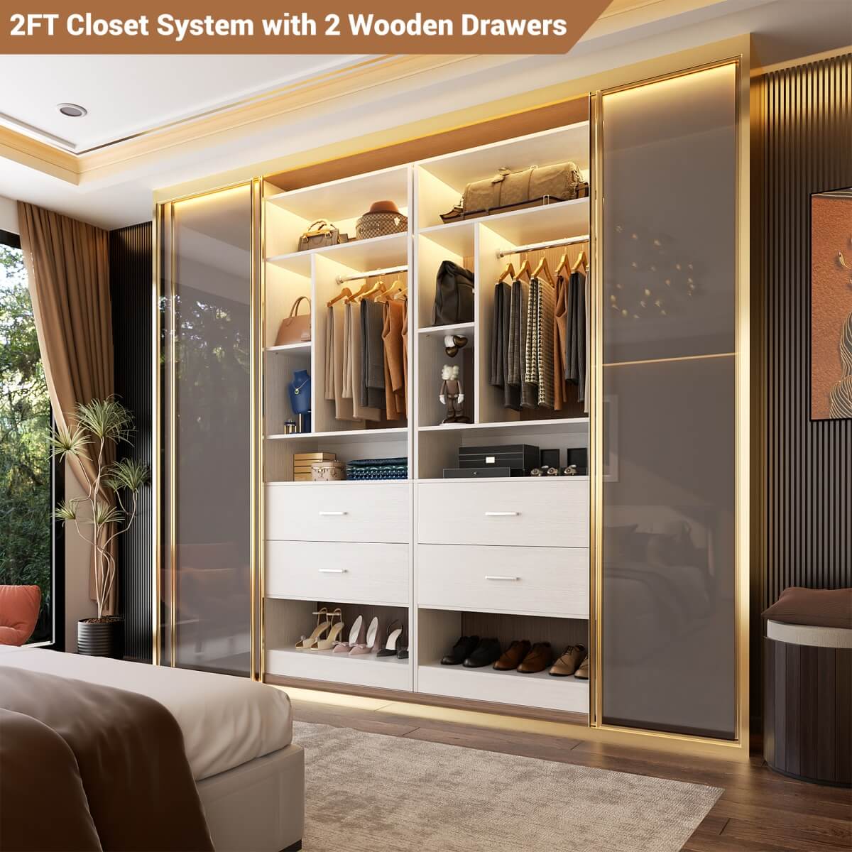 24" Freestanding Closet System with 2 Wood Drawers