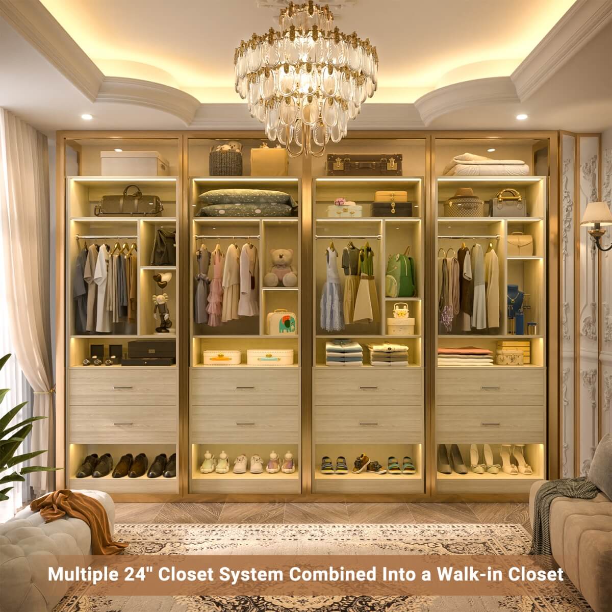 24" Freestanding Closet System with 2 Wood Drawers