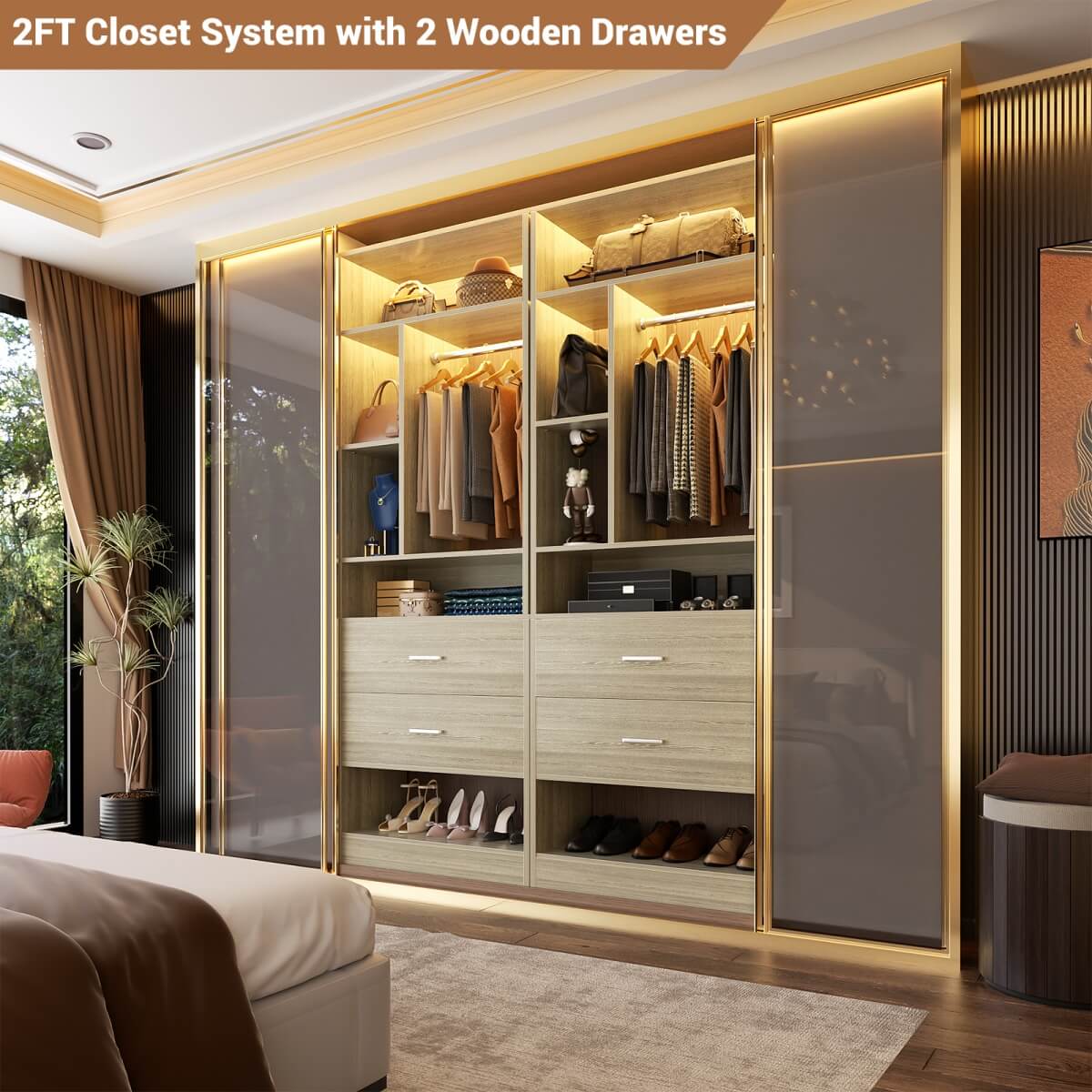 24" Freestanding Closet System with 2 Wood Drawers