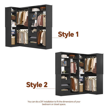 72 Inch Closet Organizer System with Corner Tower, Set of 2