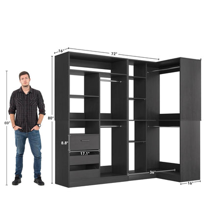 72 Inch Closet Organizer System with Corner Tower, Set of 2