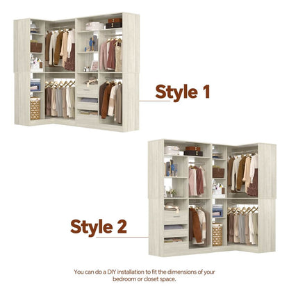 72 Inch Closet Organizer System with Corner Tower, Set of 2