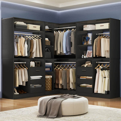 Heavy Duty Modular Closet System with Drawers and Hanging Rods, Set of 3