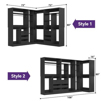 Heavy Duty Modular Closet System with Drawers and Hanging Rods, Set of 3