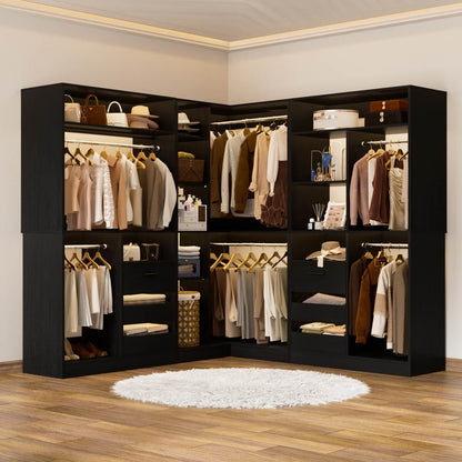 Heavy Duty Modular Closet System with Drawers and Hanging Rods, Set of 3