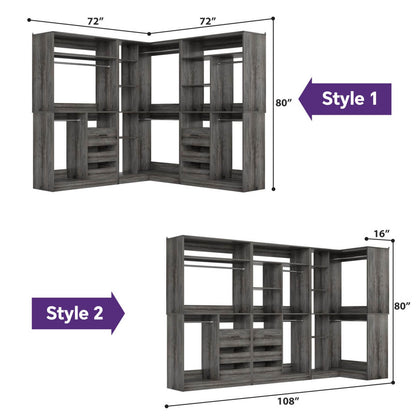 Heavy Duty Modular Closet System with Drawers and Hanging Rods, Set of 3