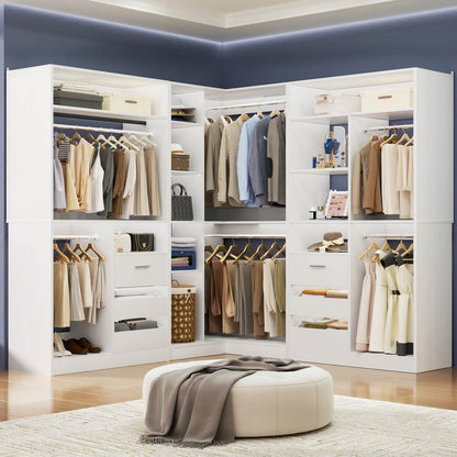 Heavy Duty Modular Closet System with Drawers and Hanging Rods, Set of 3