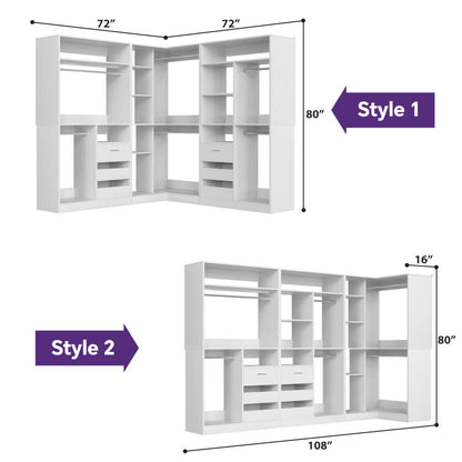 Heavy Duty Modular Closet System with Drawers and Hanging Rods, Set of 3