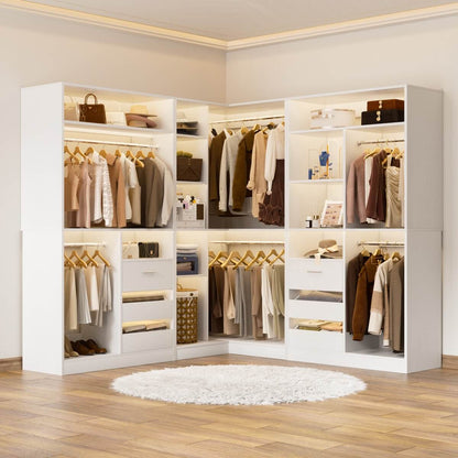 Heavy Duty Modular Closet System with Drawers and Hanging Rods, Set of 3