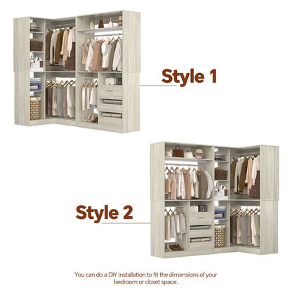 6FT Walk In Closet Organizer System with Drawers and Corner，