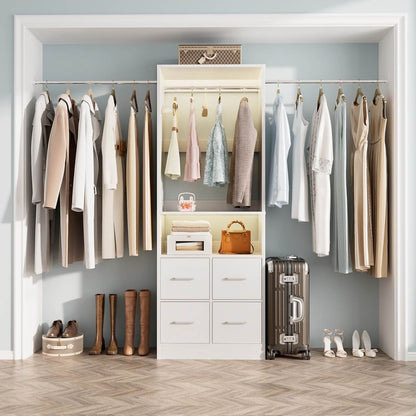 8FT Walk-in Closet System with 4 Fabric Drawers and 2 Rods