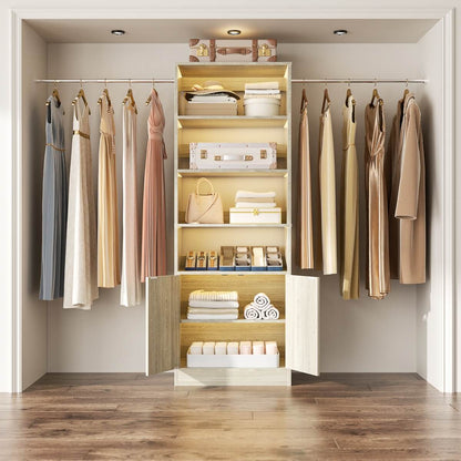 8FT Heavy Duty Closet Organizer System with Adjustable Shelves and Cabinet