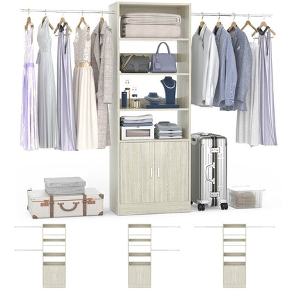 8FT Heavy Duty Closet Organizer System with Adjustable Shelves and Cabinet