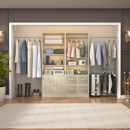 Walk-in Closet System Set of 2, with 4 Fabric Drawers and Storage Cabinet