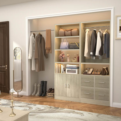 Walk-in Closet System Set of 2, with 4 Fabric Drawers and Storage Cabinet