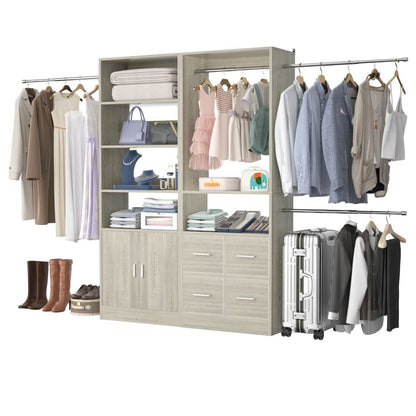Walk-in Closet System Set of 2, with 4 Fabric Drawers and Storage Cabinet