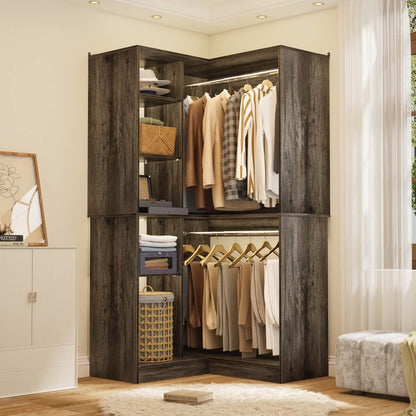 36" Corner Closet System with Hanging Rods for Versatile Storage