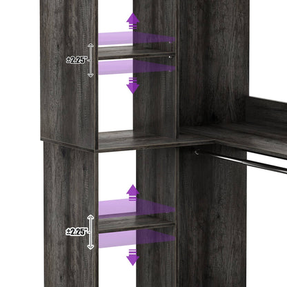 36" Corner Closet System with Hanging Rods for Versatile Storage