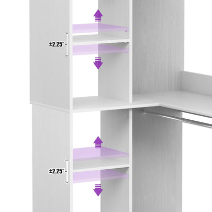 36" Corner Closet System with Hanging Rods for Versatile Storage