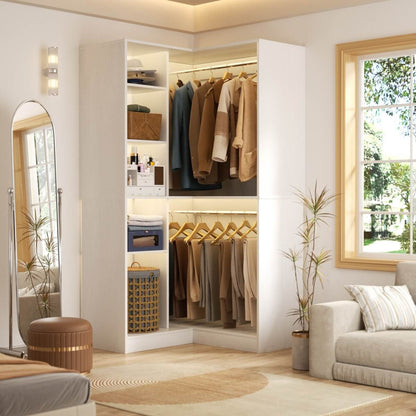 36" Corner Closet System with Hanging Rods for Versatile Storage