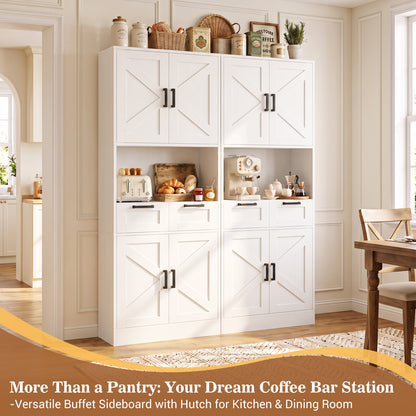 Besiost 71" Farmhouse Kitchen Pantry Storage Cabinet with Barn Doors