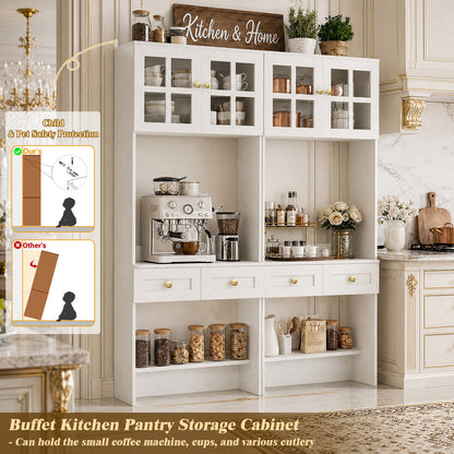 80" Tall Desk with Hutch & Drawers for Small Space