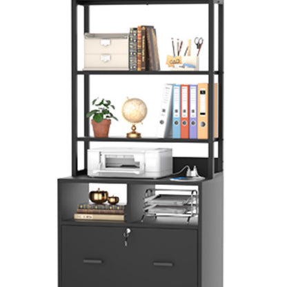 File Cabinet with Charging Station, Bookshelf with Filing Cabinet