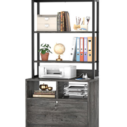 File Cabinet with Charging Station, Bookshelf with Filing Cabinet
