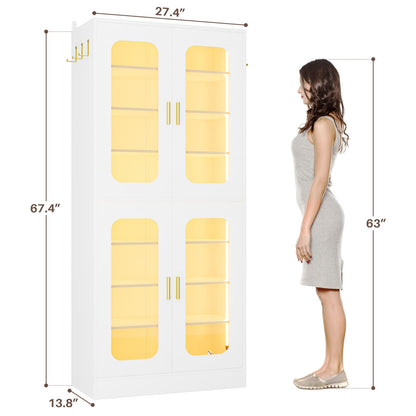 Shoe Cabinet With LED Light, Closet Shoe Organizer with Adjustable Shelves