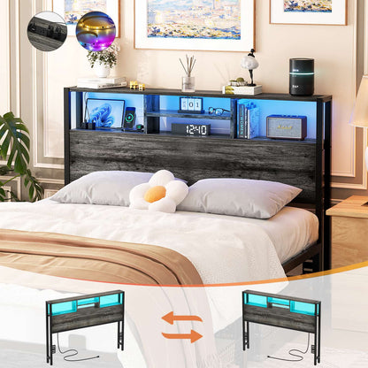 Full Headboard with Charging Station, Storage HeadBoard for Bedframe