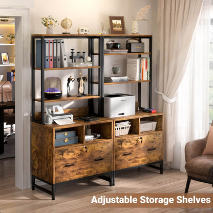 File Cabinet with Charging Station, Bookshelf with Filing Cabinet