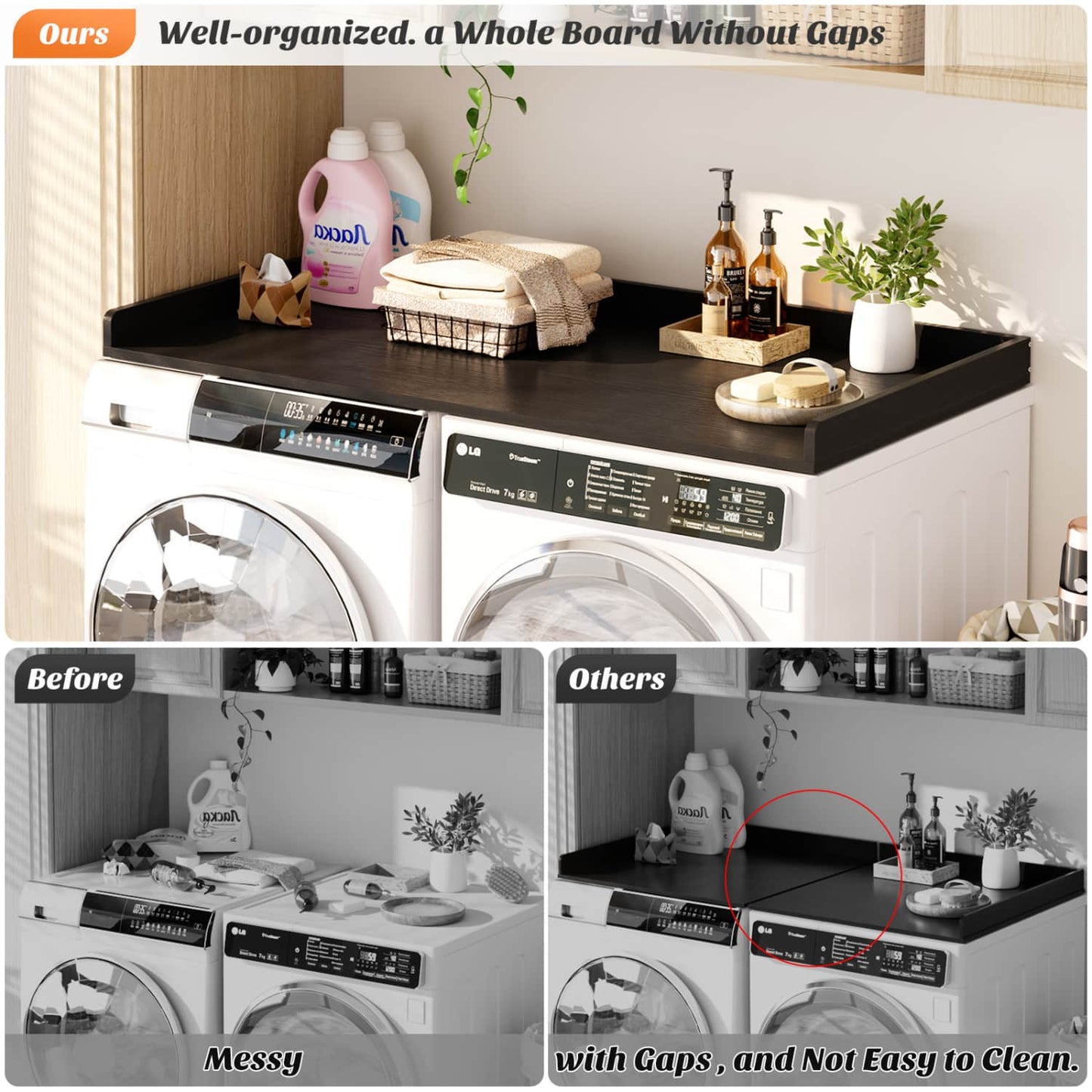 Washer and Dryer Countertop with Non-Slip Pads for Laundry Room