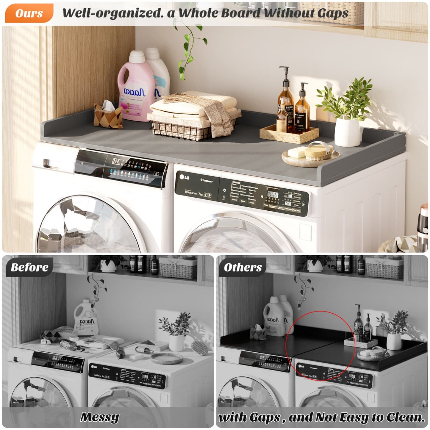 Washer and Dryer Countertop with Non-Slip Pads for Laundry Room