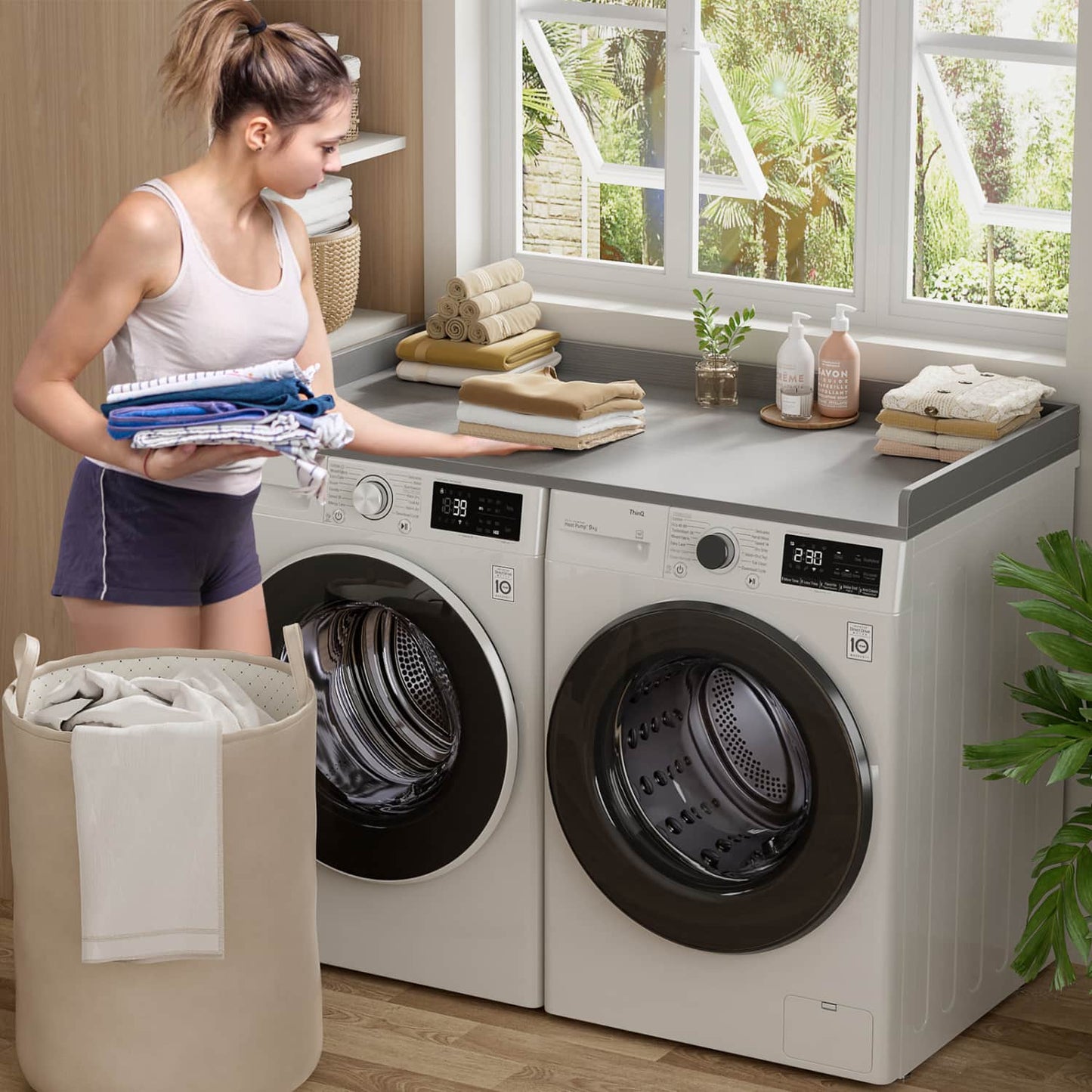 Washer and Dryer Countertop with Non-Slip Pads for Laundry Room