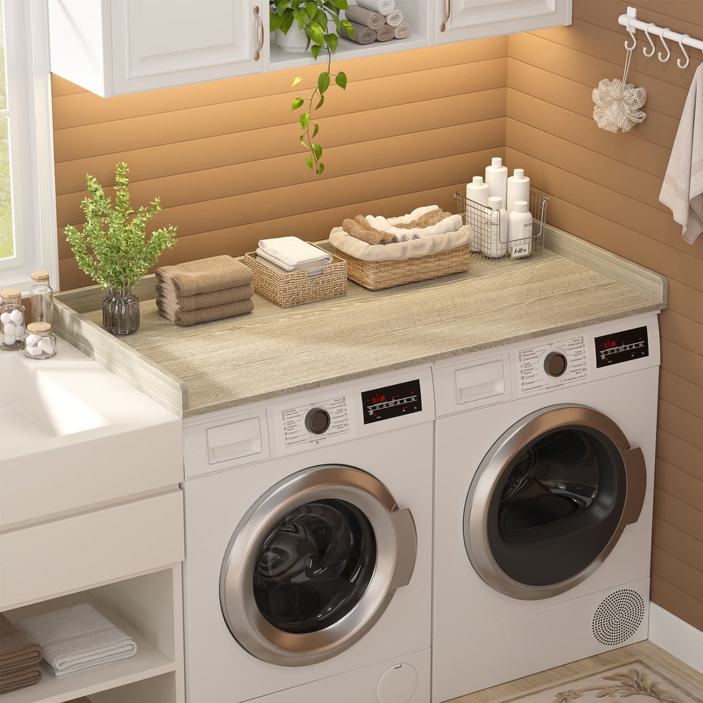 Washer and Dryer Countertop with Non-Slip Pads for Laundry Room