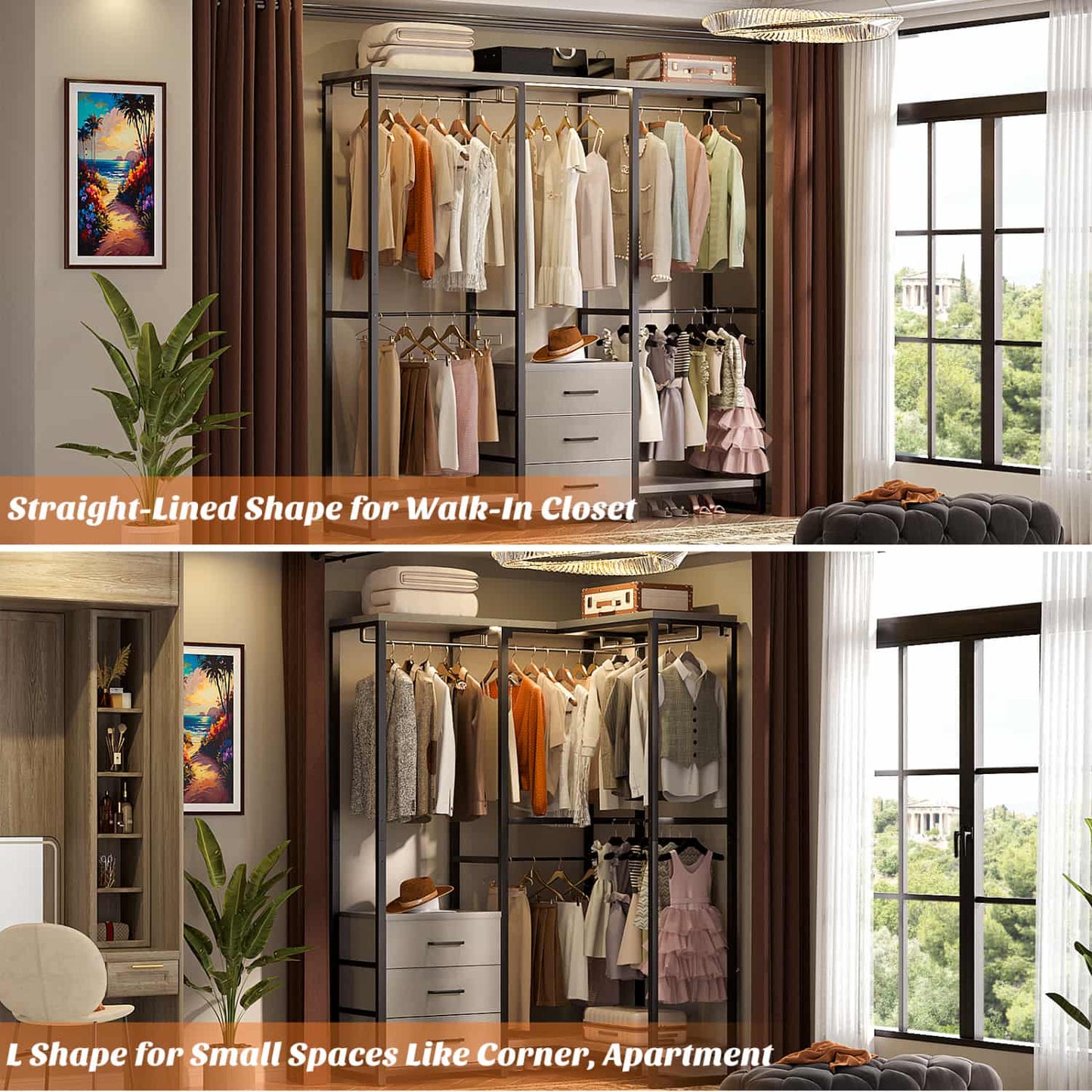Clothing Rack with Fabric Drawers, Freestanding Closet Organizer