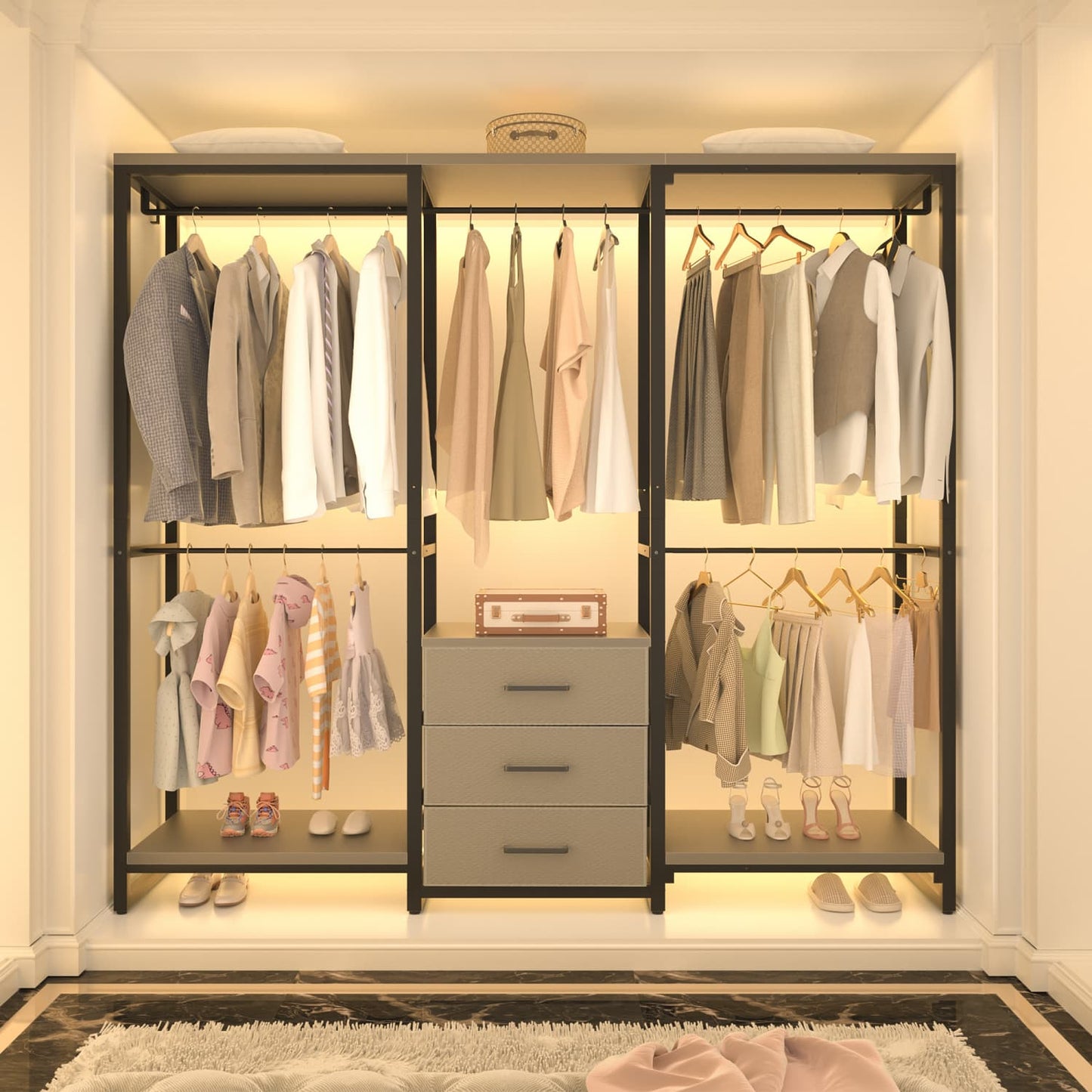 Clothing Rack with Fabric Drawers, Freestanding Closet Organizer