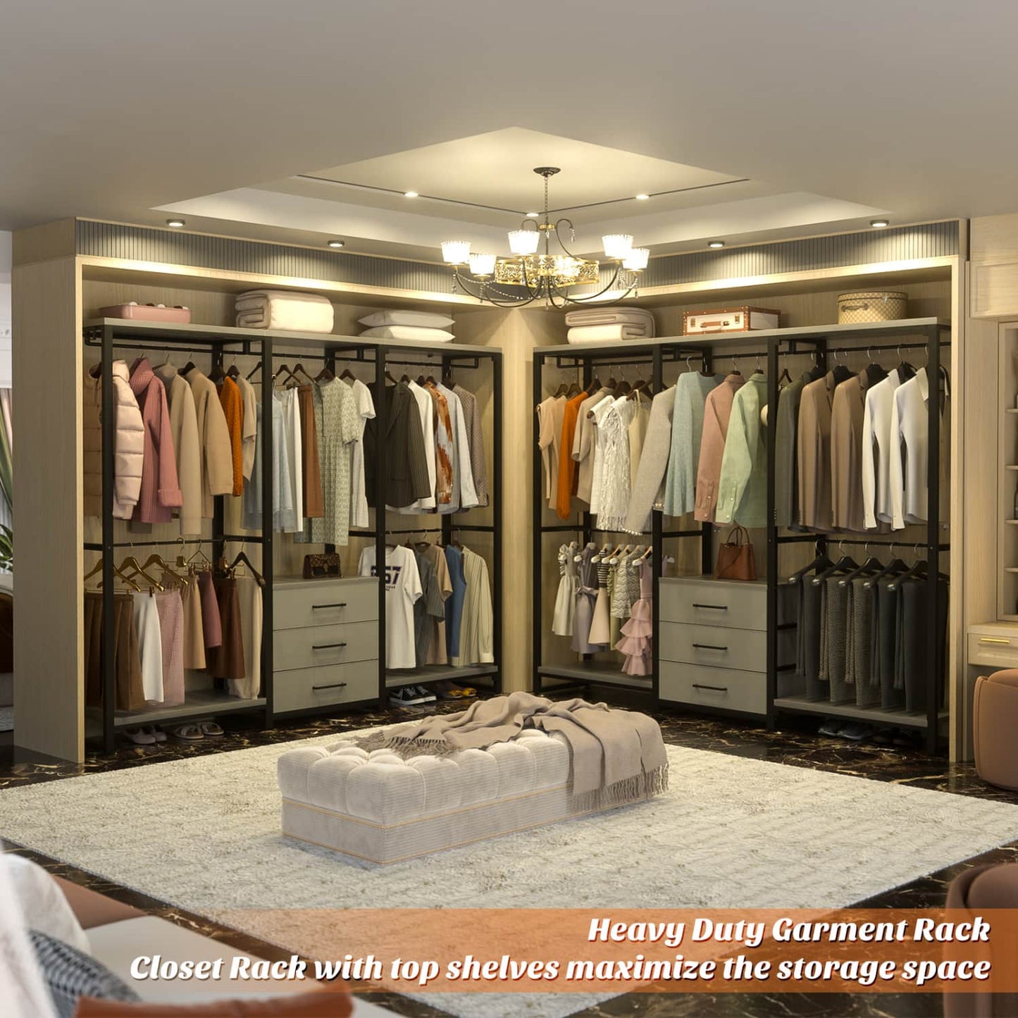 Clothing Rack with Fabric Drawers, Freestanding Closet Organizer