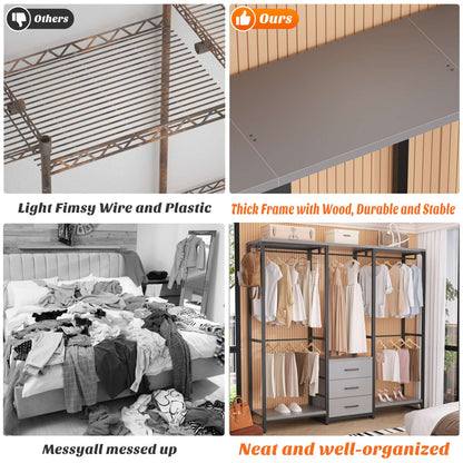 Clothing Rack with Fabric Drawers, Freestanding Closet Organizer