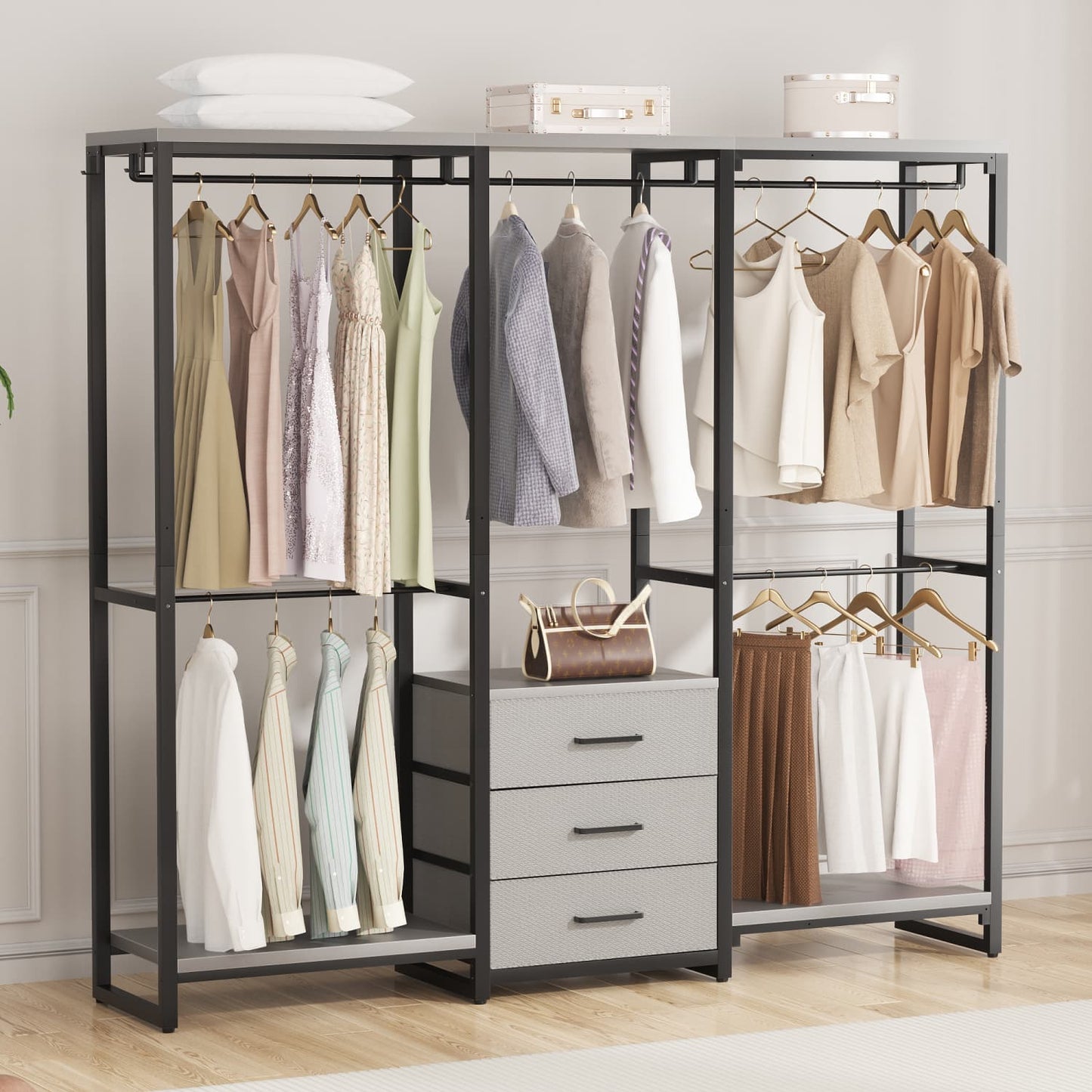 Clothing Rack with Fabric Drawers, Freestanding Closet Organizer