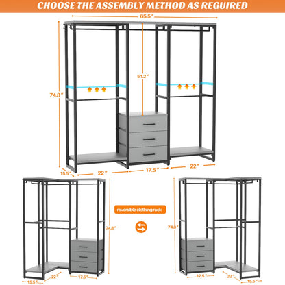 Clothing Rack with Fabric Drawers, Freestanding Closet Organizer