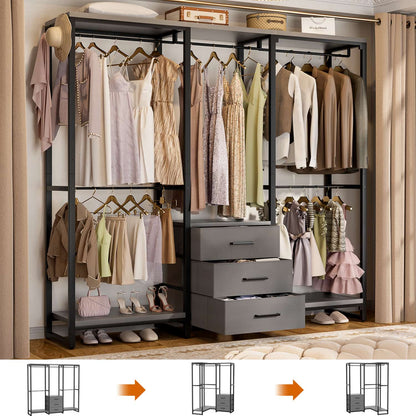 Clothing Rack with Fabric Drawers, Freestanding Closet Organizer