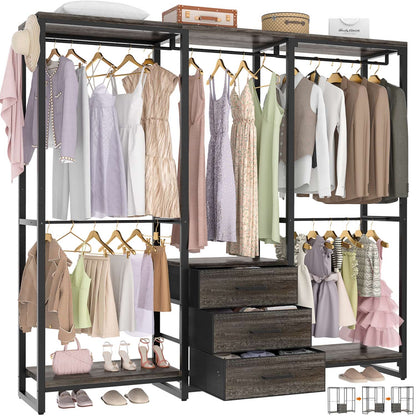 Clothing Rack with Fabric Drawers, Freestanding Closet Organizer