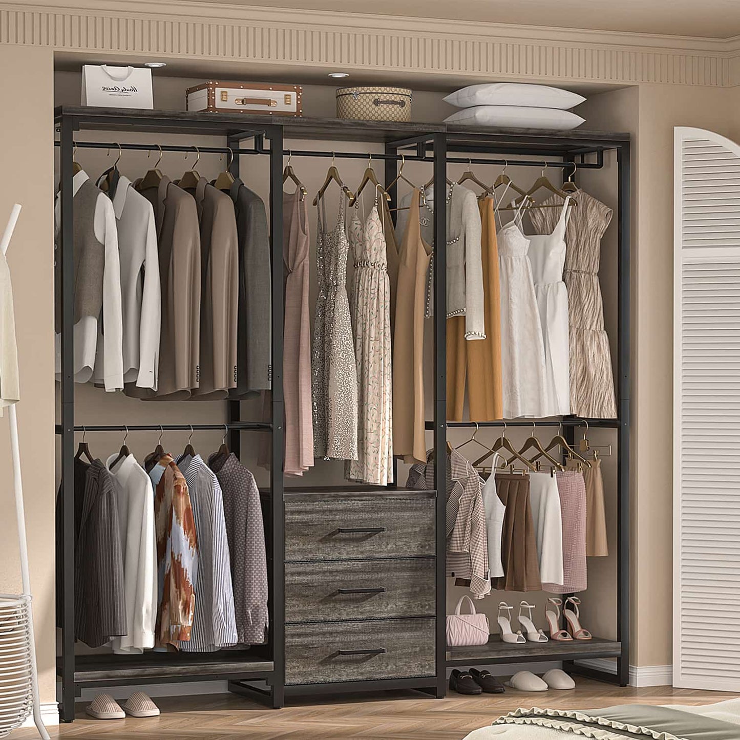 Clothing Rack with Fabric Drawers, Freestanding Closet Organizer