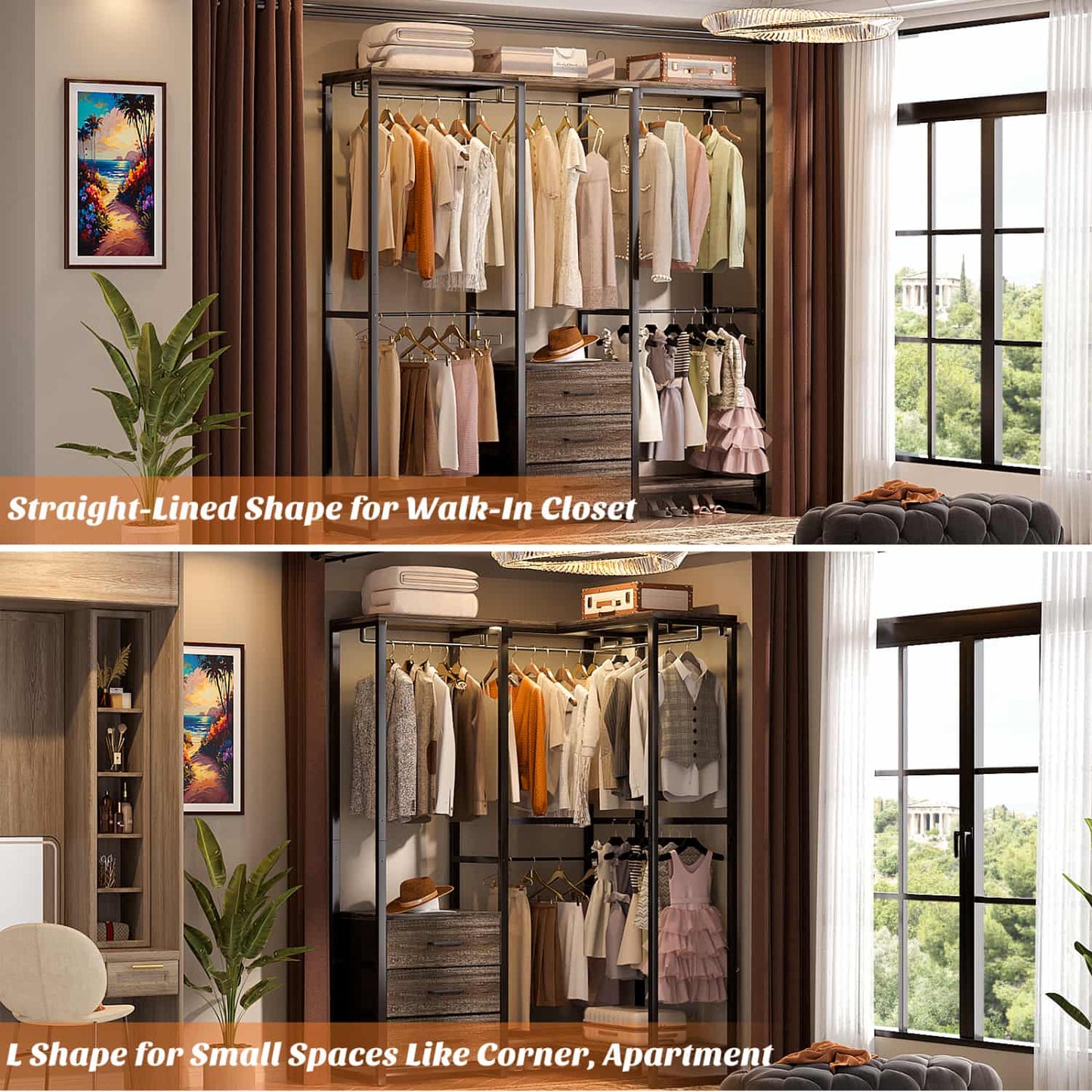 Clothing Rack with Fabric Drawers, Freestanding Closet Organizer