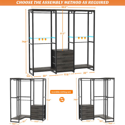 Clothing Rack with Fabric Drawers, Freestanding Closet Organizer