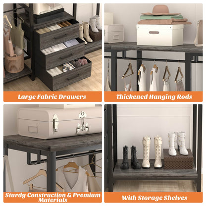 Clothing Rack with Fabric Drawers, Freestanding Closet Organizer